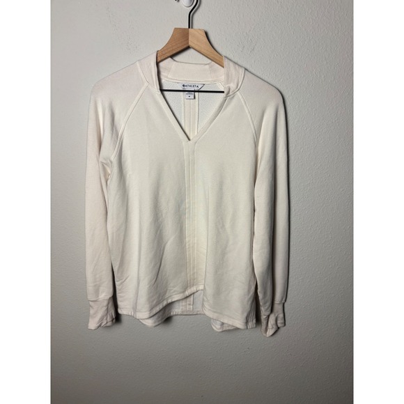 Athleta Tops - Athleta Eastbound Sweatshirt Magnolia White V-Neck Pullover Fleece Medium